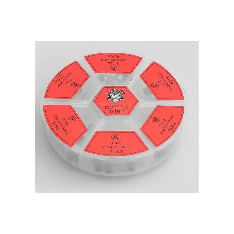 Demon Killer Flame 6in1 (N80) 24 CoilsLieferumfang: 1x Demon Killer Flame 6in1 (N80) Flame Coil (type A)28GA*2+38GA 0.5ohm4xFlame Coil (type B)28GA*3+38GA 0.354xFlame Coil (type C)(28GA*2)+38GA 0.54xFlame Coil (type D)26GA*3+38GA 0.254xFlame Coil (type E)26GA*2+38GA 0.254xFlame Coil (type F)(26GA*2)+38GA0.34x 4674Demon Killer14,90 CHFsmoke-shop.ch14,90 CHF Demon Killer Flame 6in1 (N80) 24 CoilsLieferumfang: 1x Demon Killer Flame 6in1 (N80) Flame Coil (type A)28GA*2+38GA 0.5ohm4xFlame Coil (type B)28GA*3+38GA 0.354xFlame Coil (type C)(28GA*2)+38GA 0.54xFlame Coil (type D)26GA*3+38GA 0.254xFlame Coil (type E)26GA*2+38GA 0.254xFlame Coil (type F)(26GA*2)+38GA0.34x 4674Demon Killer14,90 CHFsmoke-shop.ch14,90 CHF