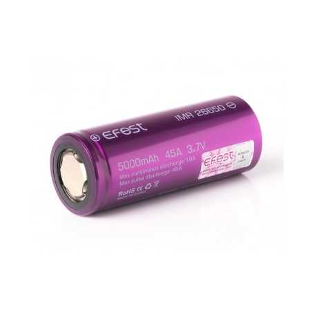 Efest Purple IMR26650 mit 5000mAh, 3,7V, 32A Lithium Ionen Akku (High Drain) Efest Purple IMR26650 mit 5000mAh, 3,7V, 32A Lithium Ionen Akku (High Drain)