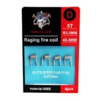 4x Raging Fire Coil N80 D 0.27ohms - Demon KillerLieferumfang:  1x Raging Fire Coil N80 D 0.27ohms - Demon KillerEigenschaftenManufacturer: Demon KillerMaterial(s): N80 Coils diameter: 3mmValue per coil: 0,27ΩPackaging : 4 coils5675Demon Killer4,10 CHFsmoke-shop.ch4,10 CHF
