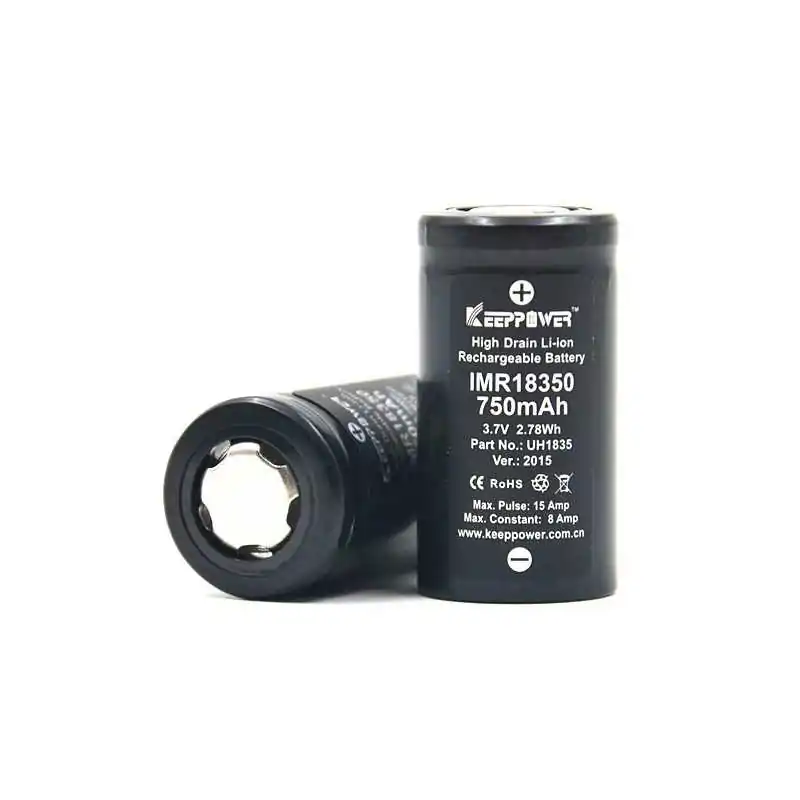 2x Keeppower IMR18350 - 1200mAh (15A), 3,6V - 3,7V Li-Ionen-Akku2x Keeppower IMR18350 - 1200mAh (15A), 3,6V - 3,7V Li-Ionen-AkkuLi-Ionen Akku ungeschützt- kein Memory-Effekt - hohe Stromabgabe 10,5A - sichere Chemie LiMn.- Original Efest Akku- lange Haltbarkeit.- lange Lagerfähigkeit- hohe stabile Kapazität- flacher Pluspol (Flat Top)6148Keeppower 11,90&nbsp;CHFsmoke-shop.ch11,90&nbsp;CHF