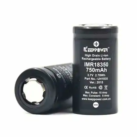 2x Keeppower IMR18350 - 1200mAh (15A), 3,6V - 3,7V Li-Ionen-Akku