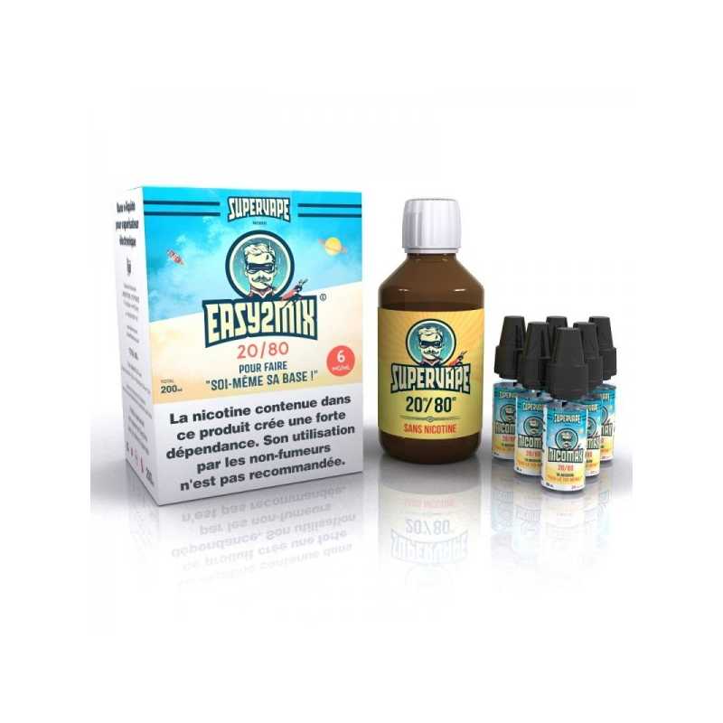 Easy2Mix 200ml 80/20 Base - vers. Nikotinstärken - SupervapeLieferumfang: Easy2Mix 200ml 20PG / 80VG - 3mg / 6 mg Nikotin - Supervape80/20 VG/PGGeschmacksneutrale Liquidbase zur Herstellung von Liquids für grosse Dampfentwicklung, weiches Dampfgefühlmit 3 Nikotin Shots für eine 80/20 Base mit 3mg oder 6 Nikotin Shots für 6mg Nikotinbase6260supervape17,10 CHFsmoke-shop.ch17,10 CHF