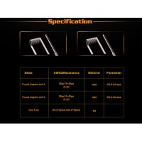 8x Multi Strand Fused Clapton Coils 2 in 1 - Geekvape - vorgewickelte Coils (F209)Lieferumfang: 8x Multi Strand Fused Clapton Coil 2 in 1- Geekvape - vorgewickelte Coils + Coil Tool von Geekvape Material: N90AWG: 26ga*3+40ga, 28ga*4+40gaResistance: 0.2ohm,0.3ohm 6918geekvape9,90 CHFsmoke-shop.ch9,90 CHF
