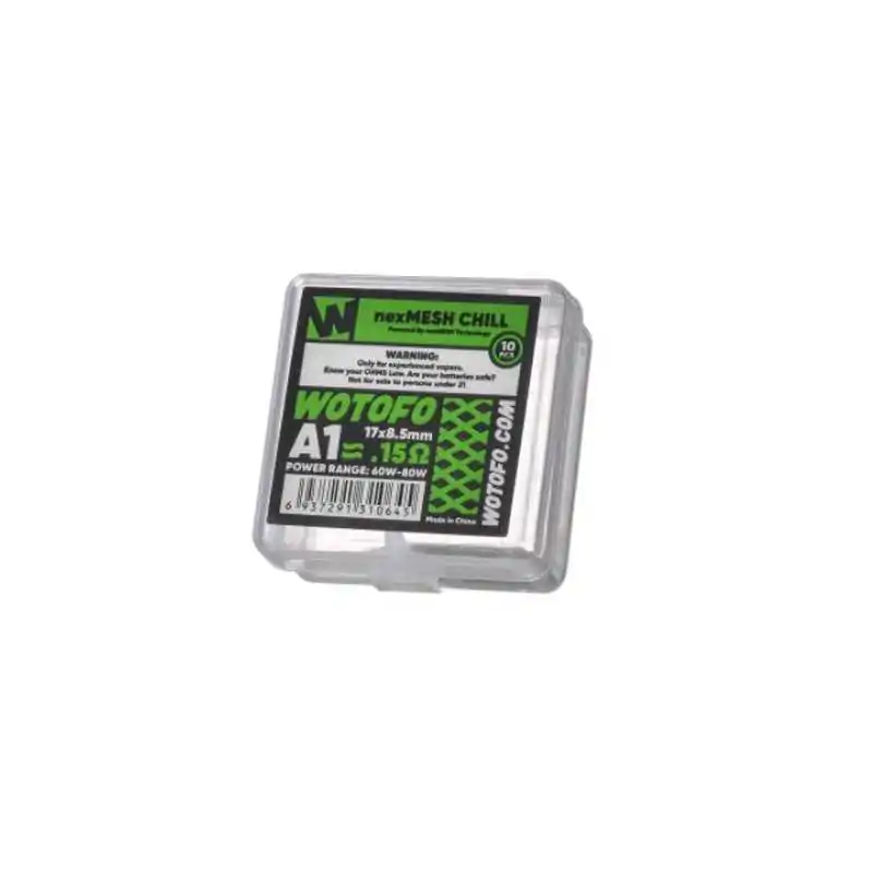 Wotofo - NexMesh Chill A1 (0.15 ohm)Wotofo - NexMesh Chill A1Widerstand: Chill A1 0,15 Ohm Leistungsbereich: 60 - 80 Watt (empfohlen 70 - 75 Watt)Inhalt: 10 Stück8693Wotofo 8,90 CHFsmoke-shop.ch8,90 CHF Wotofo - NexMesh Chill A1 (0.15 ohm)Wotofo - NexMesh Chill A1Widerstand: Chill A1 0,15 Ohm Leistungsbereich: 60 - 80 Watt (empfohlen 70 - 75 Watt)Inhalt: 10 Stück8693Wotofo 8,90 CHFsmoke-shop.ch8,90 CHF