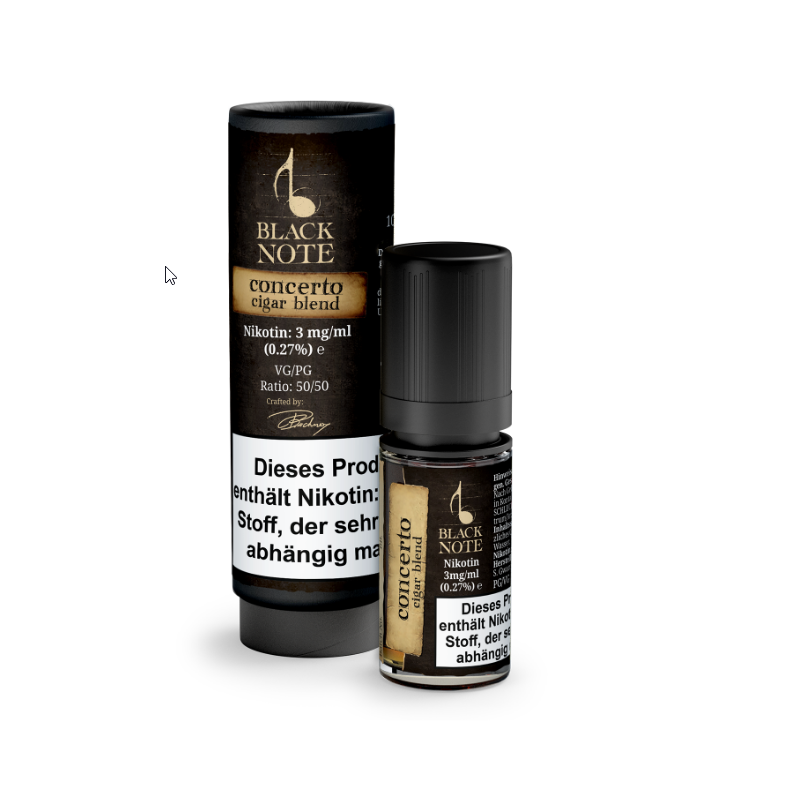 Black Note - Concerto - 10ml - 6 mg NikotinLieferumfang. 10 mlGeschmack: Black Note Concerto, leicht süßlich und würziger Zigarrentabak50%50%9089Black Note Premium Liquids6,90 CHFsmoke-shop.ch6,90 CHF Black Note - Concerto - 10ml - 6 mg NikotinLieferumfang. 10 mlGeschmack: Black Note Concerto, leicht süßlich und würziger Zigarrentabak50%50%9089Black Note Premium Liquids6,90 CHFsmoke-shop.ch6,90 CHF