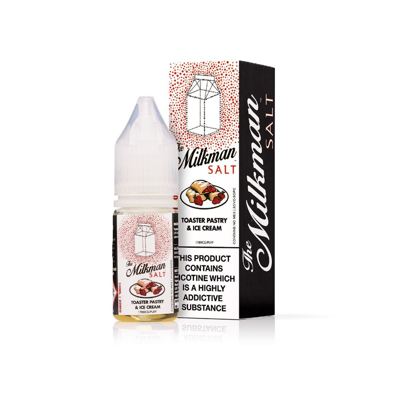 10 ml Toaster Pastry & Ice Creme Salt - by The Milkman SaltThe Milkman Nic Salt E-Liquid von The Milkman Salt ist eine Dessertmischung aus köstlichem Vanillebohnen-Eiscreme auf einem warmen, frisch getoasteten Frucht-Pop-Tart, serviert mit einem Glas Milch.Milkman Salt ist eine Reihe von Premium-Desserts und cremigen, milchig-milchigen Nikotinsalz E-Liquids mit dem Thema Nikotinsalz. Milkman ist bekannt für sein köstliches Sub-Ohm-Sortiment und hat 6 seiner meistverkauften Geschmacksrichtungen in Nic Salts umgewandelt. Das Salzsortiment ist in einer 50%VG- und 50%PG-Mischung formuliert, die für die Verwendung mit Pod-Kits und Starter-Kits mit geringer Leistung entwickelt wurde. Sie werden in 10ml-Flaschen geliefert, die sowohl in 10mg als auch in 20mg NS-Stärke erhältlich sind und von der MHRA UK getestet und für den Verkauf freigegeben wurden. 10ml-Flaschen10mg &amp; 20mg NS-Stärken50 % VG / 50 % PGHergestellt in den USAKindersichere und manipulationssichere KappeZur Verwendung mit Pod-Kits und Basis-Starterkits9192The Milkman5,80 CHFsmoke-shop.ch5,80 CHF