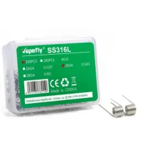 Prebuilt Coil SS316L 100 Stück by Vapefly - 0.32 ohmLieferumfang: Prebuilt Coil SS316L 100 Stück by Vapefly vers. AuswahlDie Edelstahl (SS316) Prebuilt Coils von VapeflyVapefly bringt vorgefertigte Coils für den Selbstwickler. Diese Coils sind aus Edelstahl (SS316) gefertigt und mit einem Widerstand von 0.32 Ohm erhältlich. Die Beine der Coils sind jeweils parallel gestellt und können bei Bedarf auch gegenüberliegend gestellt werden. Ihr Innendurchmesser beträgt 3.0 mm.In einer Packung befinden sich 100 Stück vorgefertigte Coils. Damit sollte jeder Selbstwickler eine ganze Weile auskommen.0.32 ohm 9214Vapefly8,90 CHFsmoke-shop.ch8,90 CHF Prebuilt Coil SS316L 100 Stück by Vapefly - 0.32 ohmLieferumfang: Prebuilt Coil SS316L 100 Stück by Vapefly vers. AuswahlDie Edelstahl (SS316) Prebuilt Coils von VapeflyVapefly bringt vorgefertigte Coils für den Selbstwickler. Diese Coils sind aus Edelstahl (SS316) gefertigt und mit einem Widerstand von 0.32 Ohm erhältlich. Die Beine der Coils sind jeweils parallel gestellt und können bei Bedarf auch gegenüberliegend gestellt werden. Ihr Innendurchmesser beträgt 3.0 mm.In einer Packung befinden sich 100 Stück vorgefertigte Coils. Damit sollte jeder Selbstwickler eine ganze Weile auskommen.0.32 ohm 9214Vapefly8,90 CHFsmoke-shop.ch8,90 CHF