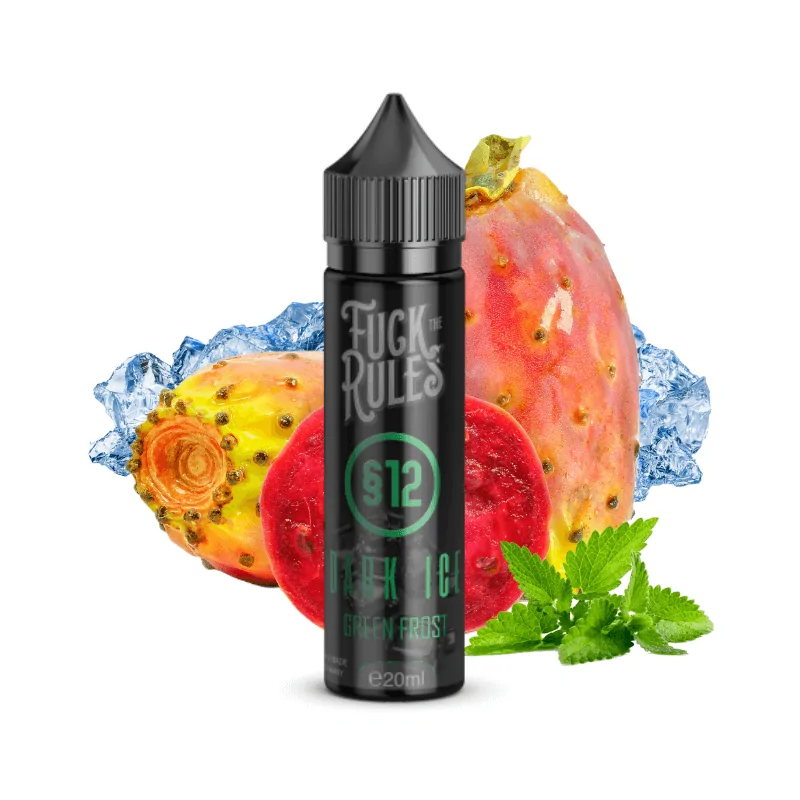 Fuck The Rules - §12 Dark Ice - Green Frost (DIY) 15mlEine tropische Kaktusfeige im Mix mit Frische bringen die perfekte Erfrischung an heißen Sommertagen!&nbsp;Aroma: Kaktusfeige, Kühle&nbsp;Inhalt: 20ml in 60ml Chubby&nbsp;Dosierempfehlung: 5-10 %&nbsp;Inhaltsstoffe: Propylenglycol, Natürliche und naturidentische Aromen, Ethanol&nbsp;9462FUck the Rules9,90&nbsp;CHFsmoke-shop.ch9,90&nbsp;CHF