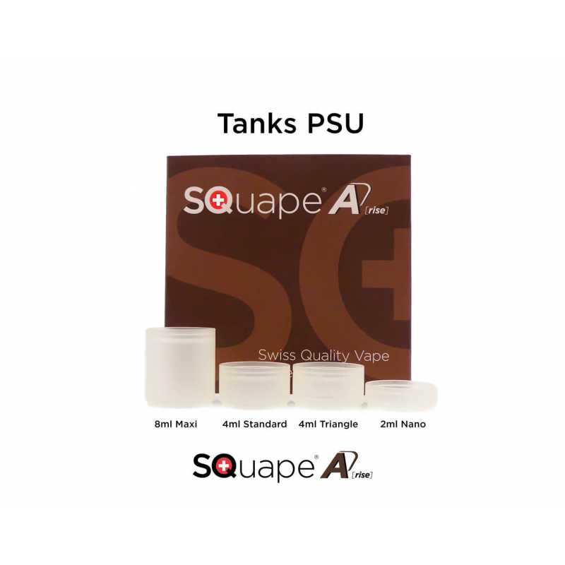 Tanks PSU SQuape A[rise] - 4ml TriangleTank PSU SQuape A[rise] (Release 31.10.2020)Für den SQuape A[rise] bieten wir verschiedene Tanks in PSU an. Ob 2ml Nano, 4ml Standard, 4ml Triangle oder z.B. den 8ml Tank, mit diesen Tanks plus den dazugehörigen Kamin verändern Sie nicht nur die Höhe sondern auch das Aussehen und die Füllmenge Ihres SQuape A[rise].Material: PSUPSU (Polysulfon) ist sehr haltbar und wird in der Medizin, Biotechnologie und Lebensmittelzubereitung eingesetzt. PSU ist viel resistenter gegenüber Tank Cracker Liquids als z.B. PMMA. Dennoch ist auch dieses Material nicht gegen alle Aromen komplett resistent. StattQualm haftet nicht für durch Liquids und Aromen beschädigte Tanks. Wir empfehlen generell die Tanks mit kühlem Wasser zu reinigen, falls dies nötig ist. Sollten Sie bei Ihrem bestehenden SQuape A[rise] die Füllmenge ändern wollen, benötigen Sie dazu den passenden Kamin. Der 4ml Standard und der 4ml Triangle PSU Tank sind mit dem gleichen Kamin kompatibel. 9834Stattqualm / Squape10,80 CHFsmoke-shop.ch10,80 CHF