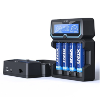 Ladegerät X4 (Extended Version) - XTAR 4 SchachtLieferumfang1 x XTAR X4 4-Slot Charger Ladegerät1 x Europa Netzstecker1 x BenutzerhandbuchXTAR stellt das neue X4 Ladegerät vor, ein 4-Schacht-Ladegerät welches mit sämtlichen Schutzfunktionen ausgestattet ist und die Akkus mit bis zu 2A lädt. Das Ladegerät ist aus flammhemmendem PC Material gefertigt und mit einem übersichtlichen Display ausgestattet. Das Display zeigt den Echtzeit-Ladestrom, die Ladekapazität, den Akku-Typ und die Akkuspannung an. Der Ladestrom wird automatisch gewählt, dieser beträgt bei Laden eines Akkus 2A, bei Laden von 2 Akkus jeweils 1A und bei Laden von 4 Akkus jeweils 0,5A. Die Stromversorgung erfolgt entweder über den Micro-USB Port oder den AC-Eingang.Die integrierten Schutzfunktionen, Überhitzungs-, Überladungs- und Kurzschlussschutz, sorgen für einen hohen Sicherheitsstandart und verlängern die Lebensdauer der Akkus. Mit dem USB Ausgang an der Rückseite kann das XTAR X4 zusätzlich als Powerbank für Smartphones und andere Geräte genutzt werden. Dafür muss ein Akku in Schacht 4 eingelegt werden. Kompatibel mit:Li-Ion:14500, 14650, 16340, 17335, 17500, 17670, 18350, 18490, 18500, 18650, 18700, 20700, 21700, 22650, 25500, 266509851Xtar Charger39,90 CHFsmoke-shop.ch39,90 CHF