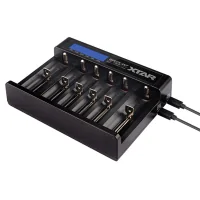 Xtar MC6C Ladegerät für Li-Ionen Akkus mit LCD-Display (USB Anschluss)Lieferumfang:&nbsp;Ladegerät XTAR MC6C, 1 x USB Kabel USB A auf DC, Anleitung in Deutsch und weiteren SprachenDer MC6C kann bis zu sechs Li-Ionen-Akkus gleichzeitig laden und ist mit vielen gängigen Akkugrößen kompatibel, Größen von 33mm Länge und 10mm Durchmesser bis 71mm Länge und 32mm Durchmesser. Li-Ion Akkus IMR, INR, ICR (Nominal 3,6V-3,7V) bis 4,20V Ladespannung.Die dynamische Anpassung des Ladestroms reduziert die Ladeströme entsprechend der aktuellen verfügbaren Leistung ihrer Stromversorgung.10440 / 14500 / 14650 / 16340 / 16650 / 17500 / 17650 / 17670 / 18350 / 18490 / 18500 / 18650 / 18700 / 20700 / 21700 / 26500 / 26650 / 32650Folgende Akkus können nur im Schacht 1,2,5,6 gleichzeitig geladen werden: 20700 / 21700Folgende Akkus können nur im Schacht 1 und Schacht 6&nbsp;geladen werden: 22650 / 26650, 26700Folgende Akkus können nur mit Flachen Pluspol im Schacht 1 und Schacht 6 geladen werden: 326509852Xtar Charger30,00&nbsp;CHFsmoke-shop.ch30,00&nbsp;CHF