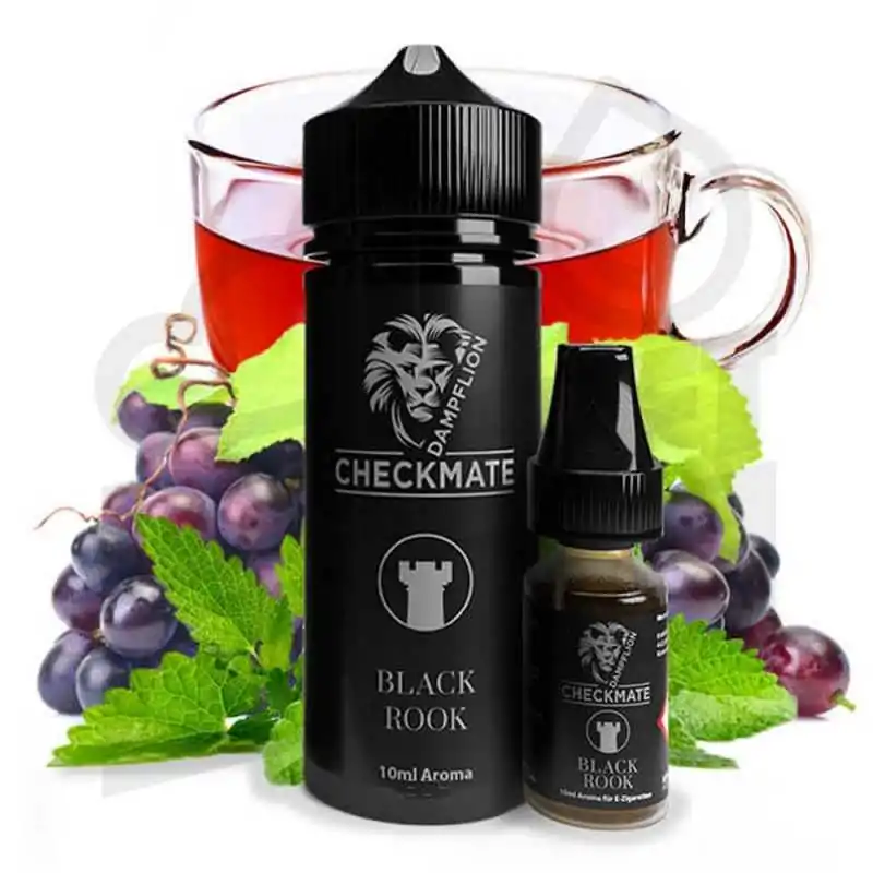 Black Rook - Dampflion Checkmate Aroma 10ml (DIY)Lieferumfang: 1x Black Rook - Dampflion Checkmate Aroma 10mlGeschmack: Black Rook von Dampflion Checkmate ist ein aromatischer Tee aus Hibiskus und roten Früchten, dazu kommen blaue Trauben und ein leichter Hauch von frischer Minze.Dosierung:&nbsp;10ml PET Flasche mit Kunststoff Schraubkappe + 120ml Chubby Gorilla FlascheINFORMATION:&nbsp;Damit das Aroma den vollen Geschmack entwickelt, benötigt es etwas Zeit. Am besten lassen Sie ihr gemischtes Liquid ca. 5 - 10 Tage reifen.&nbsp;9910Dampflion14,90&nbsp;CHFsmoke-shop.ch14,90&nbsp;CHF