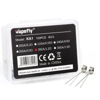 Prebuilt Coil KA1 - 100 Stück by Vapefly- 0.5 OhmLieferumfang: 100 Stück Prebuilt Coil KA1 - 100 Stück by Vapefly vers. AuswahlDie KA1 Prebuilt Coils von VapeflyVapefly bringt vorgefertigte Coils für den Selbstwickler. Diese Coils sind aus Kanthal (KA1) gefertigt und mit einem Widerstand von 0.5 Ohm,  erhältlich. So ist für jeden Bereich bestimmt etwas dabei.Die Beine der Coils sind jeweils parallel gestellt und können bei Bedarf auch gegenüberliegend gestellt werden. Ihr Innendurchmesser beträgt 3.0 mm.In einer Packung befinden sich 100 Stück vorgefertigte Coils. Damit sollte jeder Selbstwickler eine ganze Weile auskommen.0.5 ohm Auswahl9215Vapefly6,20 CHFsmoke-shop.ch6,20 CHF