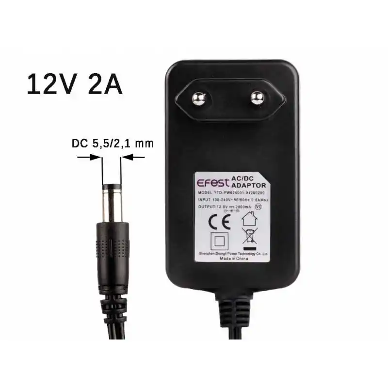 Netzteil 12 Volt 2 Ampere 24 Watt mit DC Stecker von EfestNetzteil 12 Volt 2 Ampere 24 Watt mit DC Stecker von EfestDas Netzteil von Efest bietet einen Ausgang von 12 Volt bei 2 Ampere. Dabei ist eine Ausgangsleistung von 24 Watt möglich.Mit dem DC Stecker ist es kompatibel mit Xtar Ladegeräten VP2 und VP4 und Efest Ladegeräten&nbsp;BIO V2, LUC&nbsp;V4 LUC V6.Weiter lässt es sich auch für&nbsp;Notebooks, Laptops, Drucker, Scanner, Router, Hubs, Telefone, ISDN Anlagen, Telefon Anlagen, Faxgeräte,&nbsp;TFT&nbsp;und LCD Monitore und viele weitere EDV Geräte verwenden.Kompatibel mit Efest Bio V2, Efest LUC V4, Efest LUC V6, Xtar VP2, Xtar VP49967Efest6,90&nbsp;CHFsmoke-shop.ch6,90&nbsp;CHF