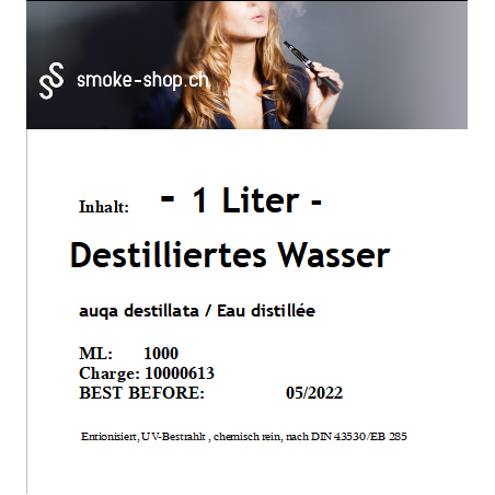 1000 ml (1 Liter) Destilliertes Wasser 1000 ml (1 Liter) Destilliertes Wasser