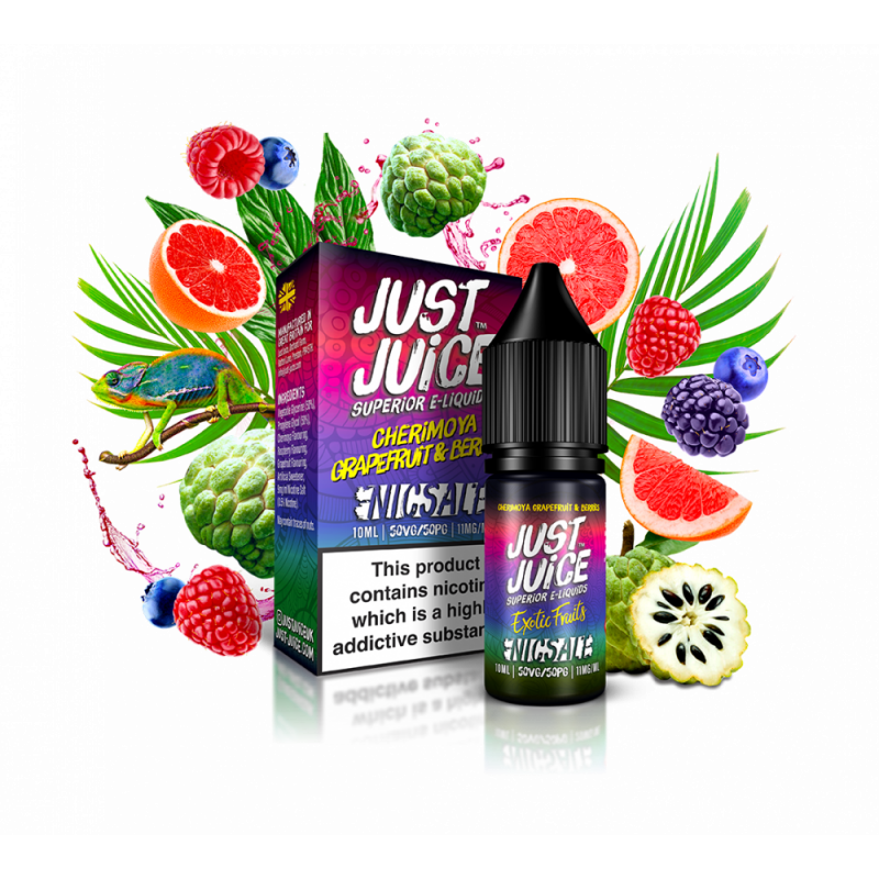 10 ML CHERIMOYA, GRAPEFRUIT & BERRIES BY JUST JUICE vers. StärkenLieferumfang: CHERIMOYA, GRAPEFRUIT &amp; BERRIES vers. Nikotinstärken Nikotin/NIC SALT BY JUST JUICEGeschmack:  Dieses für die Inka-Königsherrschaft angebaute subtropische Fruchtnikotinsalz flüssig aus unserem exotischen Sortiment bietet Ihnen eine berauschende Geschmackskombination gepaart mit erfrischenden Grapefruits und Beeren, die Sie sabbern lassen und mehr verlangen lassen. Nikotinsalz= 5mg , 11mg, 20mgNormales Nikotin = 3mg , 6mg, 12mg50/50Made in Malaysia - 50 VG 50 PG10071Just Juice - Superier E-Liquids4,90 CHFsmoke-shop.ch4,90 CHF