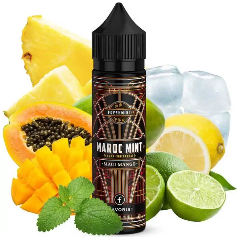 Maroc Mint - 15 ml Maui Mango Shake & Vape Aroma von Flavorist (longfill)Maroc Mint - 15 ml Maui Mango Shake &amp; Vape Aroma von Flavorist (longfill)Das Maroc Mint - Maui Mango besteht aus einer saftigen und reifen Mango, süsser Ananas, exotischer Papaya und einer leichten Zitrusnote. Dazu kommt die bekannte Marokkanische Minze mit ihrer Frische für einen exzellenten Abgang sorgt.Longfill - Liquid mit Base anmischen - schütteln fertig10502Flavorist Deutschland9,90&nbsp;CHFsmoke-shop.ch9,90&nbsp;CHF