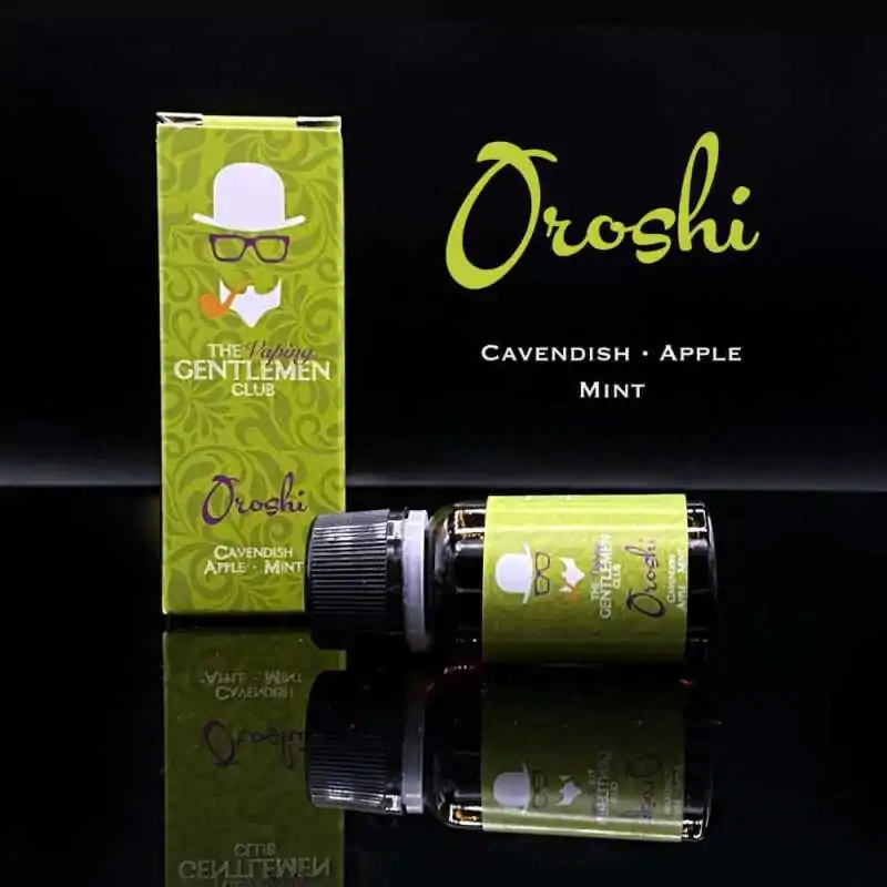 The Vaping Gentlemen Club - Oroshi - Aroma (DIY) Cavendish Apple MintLieferumfang: The Vaping Gentlemen Club - Oroshi - Aroma (DIY)Das Aroma&nbsp;Oroshi&nbsp;des italienischen Herstellers&nbsp;The Vaping Gentlemen Club&nbsp;ist ein Extrakt aus Cavendish Tabak, Apfel und Minze.&nbsp;Alle drei Aromen wurden natürlich extrahiert und sind sehr authentisch. Diese Kombination hat eine angenehme Kühle durch die Minze.&nbsp;Erhältlich in der 11ml-Flasche.Vom Hersteller empfohlenen Dosierung: 10%Dosierempfehlung:10%Geschmacksrichtung:Apfel, Black Cavendish Tabak, MinzeHerkunft:ITPG:100% - AromaSüssungsmittel:frei von Sucralose&nbsp;&nbsp;10634The Vaping Gentlemen Club14,90&nbsp;CHFsmoke-shop.ch14,90&nbsp;CHF