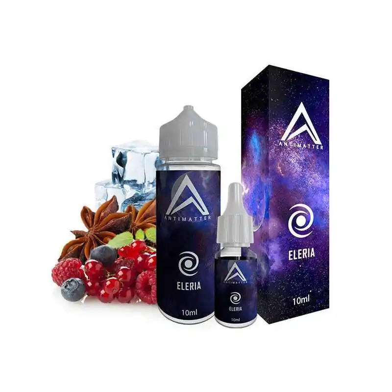 10ml Eleria - Antimatter Aroma + 120 ml Leerflasche (DIY)Lieferumfang: 1x&nbsp;10ml&nbsp;Eleria - Antimatter Aroma + 120 ml LeerflascheGeschmack:&nbsp;Antimatter Aroma - Eleria ist eine kühle Beerenmischung perfekt abgerundet mit einem Hauch feinstem Anis. So kalt wie die tiefen Weiten des WeltallsDosierung:&nbsp;10ml PET Flasche mit Kunststoff Schraubkappe + 120ml Chubby Gorilla Flasche7069Antimatter11,50&nbsp;CHFsmoke-shop.ch11,50&nbsp;CHF