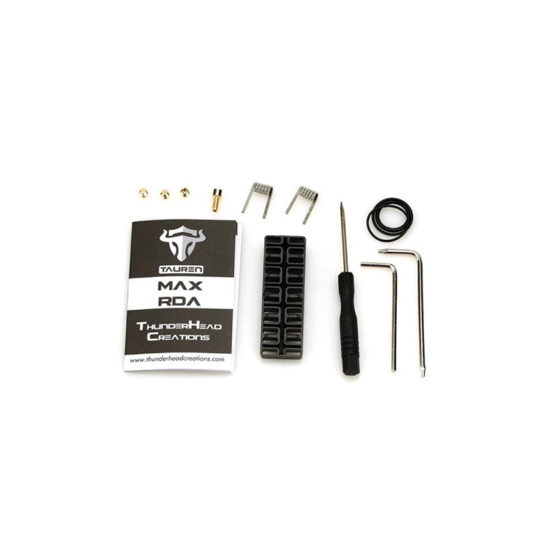 Tauren Wickelset RDA Zubehör Toolkit - THC ThunderheadTauren Max RDA Zubehör Toolkits - THC ThunderheadLieferumfang: 1x NF-Stift2 x 3 Spulen von Clapton verschmolzen 0,25ohm,1 x Ersatz-Sechskantschraube M42 x Ersatz-M4-Schlitzschraube1 x Inbusschlüssel1 x Inbusschlüssel1 x Schlitzschraubendreher1 x Ersatzsatz O-Ringe.10906Thunderhead6,90 CHFsmoke-shop.ch6,90 CHF