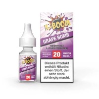 10 ml - Grape Bomb - NikotinSalz 20mg von K-BoomK-BOOMGrape Bomb- NikotinsalzEin toller Traubegeeschmack  Mix mit angenehmer Kühle wartet auf Dich!Aroma: Grape , TraubeNikotinmenge: 20mg NikotinsalzInhalt: 10 ml Liquid für E-ZigarettenInhaltsstoffe: pflanzliches Glycerin, Propylenglykol, Nikotinsalz10916K-Boom5,90 CHFsmoke-shop.ch5,90 CHF