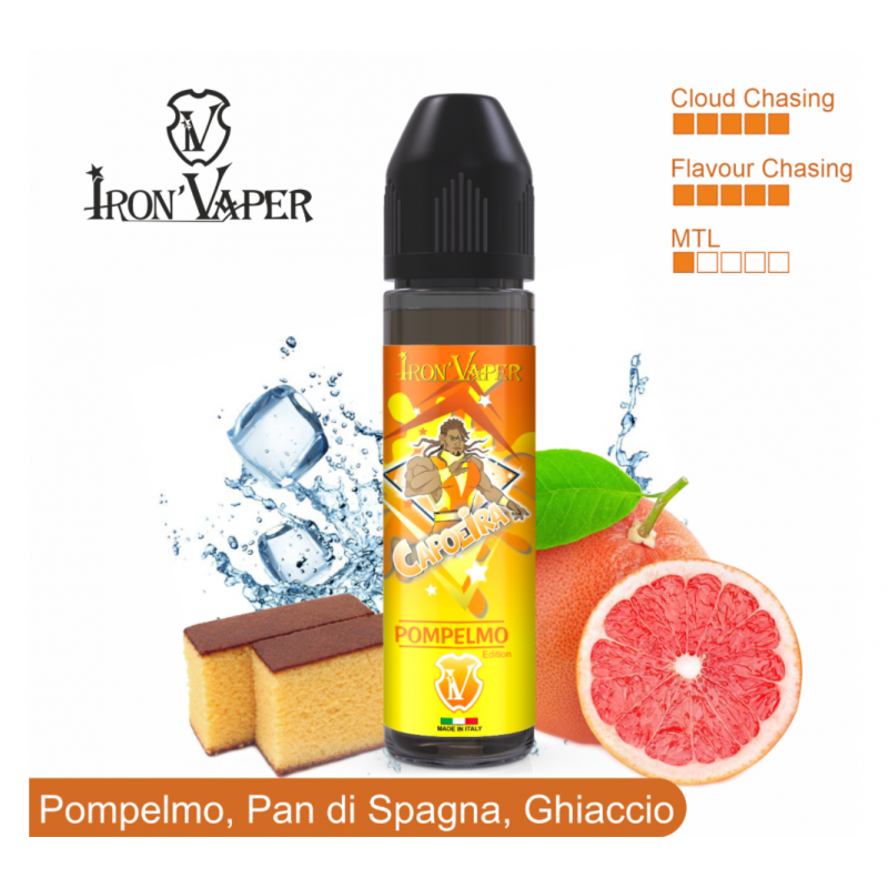 Capoeira Pompelmo - 50/60ml Shortfill von Iron Vaper - LiquidLieferumfang: Capoeira Pompelmo - 50/60ml Shortfill von Iron Vaper - LiquidDas Capoeira Pompelmo Shortfill von Iron Vaper präsentiert sich als kulinarischer Delikatesse, bei der ein perfekter Kompromiss zwischen Süssem und cremigen Zitrusfrüchte gefunden wurde. Ein Biskuitboden wurde mit einer saftigen Grapefruit angereichert und mit einer leichten Erfrischung verfeinert.EigenschaftenPG VG 30/7011097Iron Vaper aus Italien15,90 CHFsmoke-shop.ch15,90 CHF