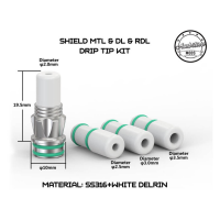 Ambition Mods - Shield Drip Tip Kit - 510 vers. FarbenAmbition Mods - Shield Drip Tip Kit - 510Das Shield Drip Tip Kit von Ambition Mods ist bei uns erhältlich in den Farben Delrin weiss und Delrin schwarz.SpezifikationenLänge: 19,5mm sichtbarMaterial: Edelstahl, DelrinAnschluss: 510erAussendurchmesser Delrin: 7,0mmInnendurchmesser: wahlweise 2,0mm, 2,5mm, 3,0mm oder 3,5mmLieferumfang:1x Ambition Mods Shield Drip Tip KitDas Shield Drip Tip Kit von Ambition Mods ist ein für MTL, RDL und DL-Dampfer geeignetes Drip Tip Kit. Das Set kommt mit vier verschiedenen Drip Tips, mit jeweils anderen Innendurchmesser. Das Shield Drip Tip Kit besteht aus einer SS316 Edelstahl Base in elegantem Design. Auf dir Base kann man die vier verschiedenen Mundstücke platzieren, hierzu hat man die Wahl zwischen einem Innendurchmesser von 2,0mm, 2,5mm, 3,0mm und 3,5mm.11179Ambition Mods14,90 CHFsmoke-shop.ch14,90 CHF