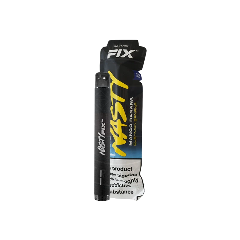 Nasty Juice Salt Nic Fix Version 2 Cushman - Mango 2ml - 20mgNasty Juice Salt Nic Fix Version 2 Cushman - Mango 2ml - 20mg (nicht aufladbar)Nasty Juice Fix ist ein Einweg-Pen, der entwickelt wurde, um sicherzustellen, dass jeder die gleichen Nasty Juice-Aromen auf die einfachste Weise genießen kann.  Der Nasty Fix Bar bietet dem Nutzer ein unkompliziertes und einfaches Vape-Erlebnis.Nasty Juice Fix Salt Nic Fix Mango Banana- Cushman Banana e-liquid vereint zwei beliebte tropische Fruchtaromen und verleiht ihnen einen kühlen Abgang. Der süße und reife Geschmack von Mango und Banane kommt direkt durch, mit wenig Minze, die eine extra weiche Note hinzufügt.NASTY FIX EINWEG VAPE POD EIGENSCHAFTEN:- Kompakt &amp; leicht- Problemlos &amp; einfach zu benutzen- Gleicher großartiger Geschmack und Zufriedenheit- Bequem und stilvoll- 2% (20mg)/1%(10mg) Nikotinstärke- Angetrieben von einer 700mAh Batterie- Enthält 2ml Nasty Salts e-Flüssigkeit- Liefert ca. 675 Züge- mit einstellbarer Airflow Control (Luftzug)Enthält:Nasty Juice Salt Nic Fix Version 2 Cushman - Mango 2ml - 20mg (nicht aufladbar)Einweggerät , nicht aufladbar nicht auffüllbar11333Nasty Juice5,50 CHFsmoke-shop.ch5,50 CHF