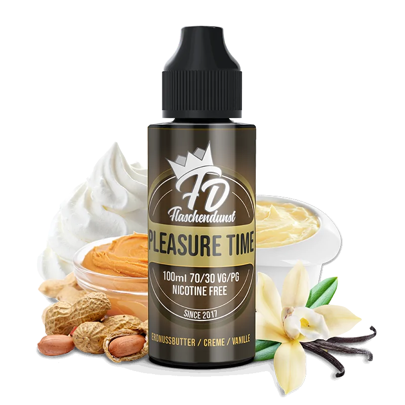 100 ml Pleasure Time von Flaschendunst - ShortfillLieferumfang: 100ml Pleasure Time von FlaschendunstGeschmack :&nbsp; WENN MAN SICH EINFACH MAL EINE AUSZEIT NEHMEN WILL, DANN BIETET PLEASURE TIME GENAU DIE RICHTIGE MISCHUNG. FEINHERBE ERDNUSSBUTTER MIT CREMIGER SAHNE UND EINEM LUFTIGEN VANILLESCHAUM IM ABGANG.geliefert in 120 ml Flasche (Füllmenge 100ml)70 VG - 30 PGAuswahl. Shortfill Variante (überdosiertes Liquid zum beimischen von Nikotinshots) - oder Fertigliquid Variante11545Flaschendunst Liquids und Aromen25,00&nbsp;CHFsmoke-shop.ch25,00&nbsp;CHF