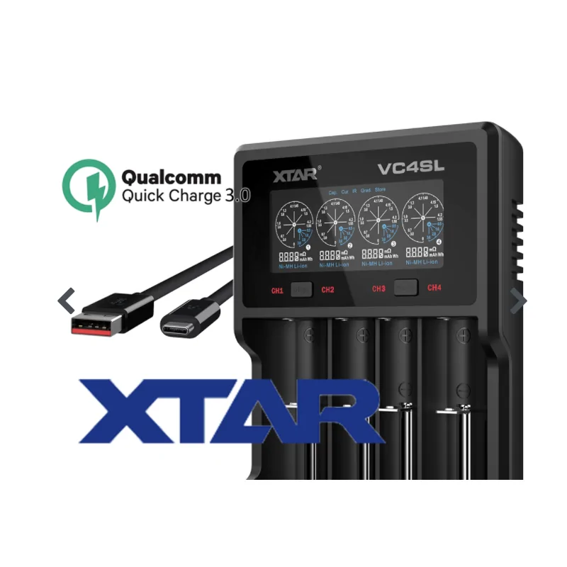 VC4SL - QC3.0- Ladegerät von XTAR - (21700) USB-CVC4SL - QC3.0- Ladegerät von XTAR - Ladegerät für Li-Ion, Ni-MH (21700) USB-C Die Königsklasse der VC-Serie. Die bereits bestens ausgestattete VC4S wurde auf Wunsch vieler Kunden um Manuale Ladestrom Einstellung&nbsp;und Support für Elektronisch geschützte 20700/21700 Akkus ergänzt. Das Ladegerät eignet sich sowohl für Anfänger als auch für fortgeschrittene Anwender, die über ihre Akkus mehr als nur "voll" oder "leer" erfahren möchten.11767Xtar Charger29,90&nbsp;CHFsmoke-shop.ch29,90&nbsp;CHF