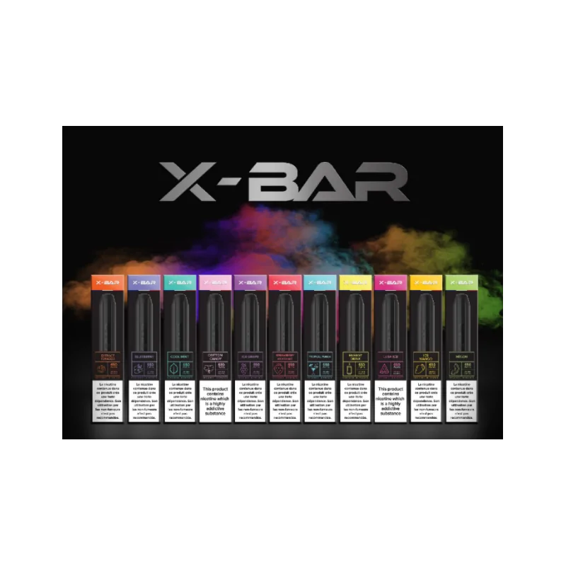 X-Bar - Disposable - 20mg vers. Geschmacksrichtungen (nicht aufladbar)X-Bar Disposable 2ml - 20mg vers. Geschmacksrichtungen 500 mah von X-Bar (nicht aufladbar - Einweg E-Zigarette / ShishaDie ultimative vorgefüllte Ecig!Konsequente 500mAh Batterie.650 Puffs Premium-Liquid.Fassungsvermögen von 2ml TPD.Perfekt kalibrierte Coil.Ultra-schnelles Auslösen.Dichter und großzügiger Dampf.Vers. Geschmacksrichtungen auswählbar500mAh AkkuKapazität von 2mlCoil: 1.7ohmNikotin: 0, 10 und 20mgGewicht: 27g12006X- Bar E-Cig Designed in France - Disposable3,50 CHFsmoke-shop.ch3,50 CHF