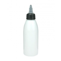 PET Flasche 150 ml weiss/schwarz Tülle mit on/off Verschluss