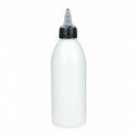 PET Flasche 250 ml weiss/schwarz Tülle mit on/off Verschluss