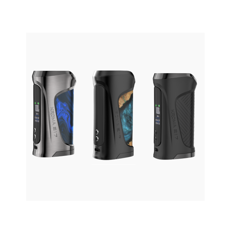 BOX KROMA 217 INNOKIN - Box Mod - USB CBOX KROMA 217 INNOKIN - Box ModInhalt :1x Kroma 217 Box1x USB-Kabel Typ-C1x BedienungsanleitungDie Kroma 217 Box von Innokin ist ein ästhetisches und technologisches Wunderwerk und wird in der Welt des Dampfens für Aufsehen sorgen. Ihre maximale Leistung beträgt 100 W. Sie wird mit einem Akku 18650, 20700 oder 21700 (nicht im Lieferumfang enthalten) betrieben und bietet mehrere Betriebsmodi, darunter den Coil+-Modus.Die Kroma 217 Box ist eine hervorragende elektronische Zigarette, deren Qualitäten den Dampfer begeistern werden.Robustheit gepaart mit Eleganz.Innokin hat bei der Herstellung der Kroma 217-Box keine Kosten und Mühen gescheut. Der Großteil des Gehäuses besteht aus einer Zinklegierung, um eine hohe Festigkeit zu gewährleisten. Der Griff ist mit verschiedenen Materialien verkleidet, darunter pflanzliche Kohlefaser, Glasfaser und Leder. Das Ergebnis dieser Arbeit ist ein hochwertiger Griff und eine Augenweide.Außerdem hat die Box Abmessungen von 86 x 45 x 30 mm. Die Kroma 217 ist also nicht nur elegant, robust und ergonomisch, sondern auch kompakt und leicht zu transportieren. Eine atemberaubende Box mit technischer RaffinesseDank eines Chipsatzes der nächsten Generation hat die Kroma 217 auch in technischer Hinsicht einiges zu bieten. Ihre maximale Leistung beträgt 100 W. Sie wird mit einem 18650- (mit Adapter), 20700- oder 21700-Akku betrieben und mit einem USB-Kabel (Typ-C) aufgeladen (im Lieferumfang enthalten). Es wird jedoch empfohlen, ein externes Ladegerät zu verwenden. Mit einem 20700- oder 21700-Akku können Sie eine Leistung von 100 W erreichen, mit einem 18650-Akku dagegen nur 80 W. Der Akku ist nicht im Lieferumfang enthalten.Auch in Bezug auf die Betriebsarten hat die Kroma 217 einiges zu bieten. Sie bietet nicht nur die Modi VW und VV. Sie bietet sogar den Coil+-Modus, der die Lebensdauer des Widerstandes verlängert, und dazu die Refresh-Funktion, die die Ansammlung von Rückständen verhindert.Auf der Vorderseite hat Innokin ein großes, gut lesbares OLED-Farbdisplay angebracht. Auf diesem Display kann der Benutzer mehrere Daten über sein Dampfen ablesen, nämlich die Leistung, die Spannung, die Anzahl der Züge, die Dauer der Züge, den Widerstandswert, den verbleibenden Batteriestand, die Sperre und die Freigabe der Leistung.Schließlich sind die elektronischen Schutzvorrichtungen vorhanden, insbesondere der Schutz gegen Kurzschluss und der Schutz gegen Überhitzung.Die guten Punkte des Kroma 217 lassen sich nicht mehr zählen. Die Dampfer können nicht unberührt bleiben und Innokin festigt seinen Ruf als genialer Hersteller weiter.  Inhalt :1x Kroma 217 Box1x USB-Kabel Typ-C1x Bedienungsanleitung12074Innokin52,20 CHFsmoke-shop.ch52,20 CHF