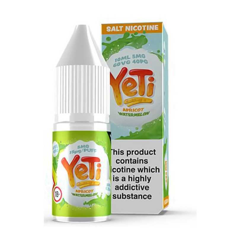 Yeti Salt - Nikotinsalz - Apricot Watermelon 20mg 10mlLieferumfang: 1x Yeti Nikotinsalz - Apricot Watermelon 20mg 10mlApricot Watermelon von Yeti ist eine erfrischende Mischung aus intensiv köstlichen Aromen, darunter spritzige, köstliche Aprikosen, kombiniert mit dem saftigen Geschmack von frisch geschnittener Wassermelone. Apricot Watermelon von Yeti Salt enthält 5/10/20mg Nikotin pro 10ml Flasche.Inhalt: 10 mlNikotingehalt: 20mg Mischverhältnis: 40% PG / 60% VGInhaltstoffe: Propylenglykol, pflanzliches Glyzerin, AromenVorteile Nikotinsalz:Schnelle NikotinaufnahmeSanfteres Gefühl im Hals, trotz höherer Dosierungneutralerer GeschmackOptimal nutzbar für POD Systeme oder MTL Tanks12297Yeti E-Liquid UK5,50 CHFsmoke-shop.ch5,50 CHF