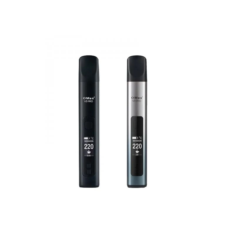 V3 Pro Vaporizer von XMax - Vaporizer Wax & Kräuter - SilberV3 Pro Vaporizer von XMaxLieferumfang: 1x XMAX V3 Pro Vaporizer Portable1x 18650 Akku1x USB Typ-C Kabel3x Alkoholtücher1x Konzentratbehälter3x Wattestäbchen1x Reinigungsbürste1x BedienungsanleitungXMax präsentiert mit dem V3 Pro Vaporizer einen ultra kompakten und besonders handlichen Vaporizer in Form eines kleinen Stiftes. Durch die schlanke Form eignet er sich optimal zum Mitnehmen für unterwegs und passt auch in jede noch so kleine Hosentasche. Betrieben wird er mit einer herkömmlichen 18650er Akkuzelle, welche jedoch nicht im Lieferumfang enthalten ist. Der eingelegte Akku kann über den USB-C-Anschluss jederzeit auch unterwegs geladen werden. Das passende USB-C Ladekabel liegt dem Lieferumfang bei.Durch die kurze Aufheizzeit von nur fünfzehn Sekunden ist der V3 Pro von XMax jederzeit unverzüglich einsatzbereit. Es können trockene Kräuter mit einer Temperatur von 100 bis 220 °C verdampft werden. Wer gerne Öle oder auch Wachs und andere Konzentrate dampfen möchte, dem steht eine kleine Wachskapsel zur Verfügung, welche sich problemlos und unkompliziert reinigen lässt. Für die Reinigung liegen ausserdem in Alkohol getränkte Wattepads, drei Wattestäbchen und eine Reinigungsbürste im Lieferumfang bei. Ausserdem kann das Mundstück des V3 Pro Vaporizers für die Reinigung komplett zerlegt werden.Auf dem OLED Display werden alle wichtigen Informationen, wie z.B. die Betriebstemperatur angezeigt. Die Einstellung der Temperatur erfolgt über die zwei kleinen Auswahltasten, welche sich unterhalb des kleinen Displays befinden. Das Einschalten des V3 Pro erfolgt über den grossen Knopf oberhalb des Displays, der gleichzeitig auch als Befeuerungsknopf genutzt werden kann. Im On-Demond-Modus wird der V3 Pro durch Betätigen der Feuertaste 30 Sekunden lang beheizt. Wer aber lieber die Heizkammer konstant und durchgängig auf Temperatur halten will, dem stehen zwei Session-Modi von vier und sechs Minuten zur Verfügung.V3 Pro Vaporizer von XMaxArtikeltypVaporizerHerstellerXMaxTemperatur Limiten100° - 220°CAufheizzeit15 SekundenAkku1x, 18650Akkuleistung2600 mAhAnschlüsseUSB C-TypeFarbenSilber, SchwarzMaterialAluminium Legierung, Edelstahl, KeramikLänge150 mmBreite27 mmDicke / Tiefe24 mmGewicht107gHerkunftUSA11952XVape Vaporizer109,90 CHFsmoke-shop.ch109,90 CHF