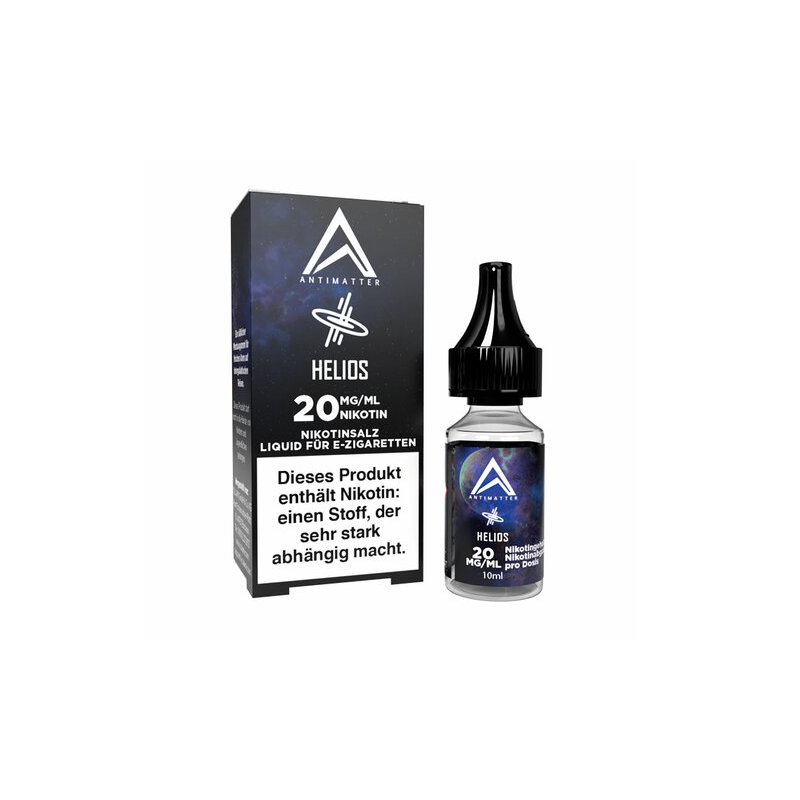 Antimatter - Helios - 10ml - 20mg/ml (Nikotinsalz)Lieferumfang: 1x Antimatter - Helios - 10ml - 20mg/ml (Nikotinsalz)GeschmackEin leicht süßer Minzkaugummi mit sehr angenehmer Frische! Liquidtyp:FertigliquidHerkunft:DeutschlandFlasche:PET Flasche mit Tropfaufsatz und kindersicherem Verschluss 10ml PET Flasche 12702Antimatter5,00 CHFsmoke-shop.ch5,00 CHF