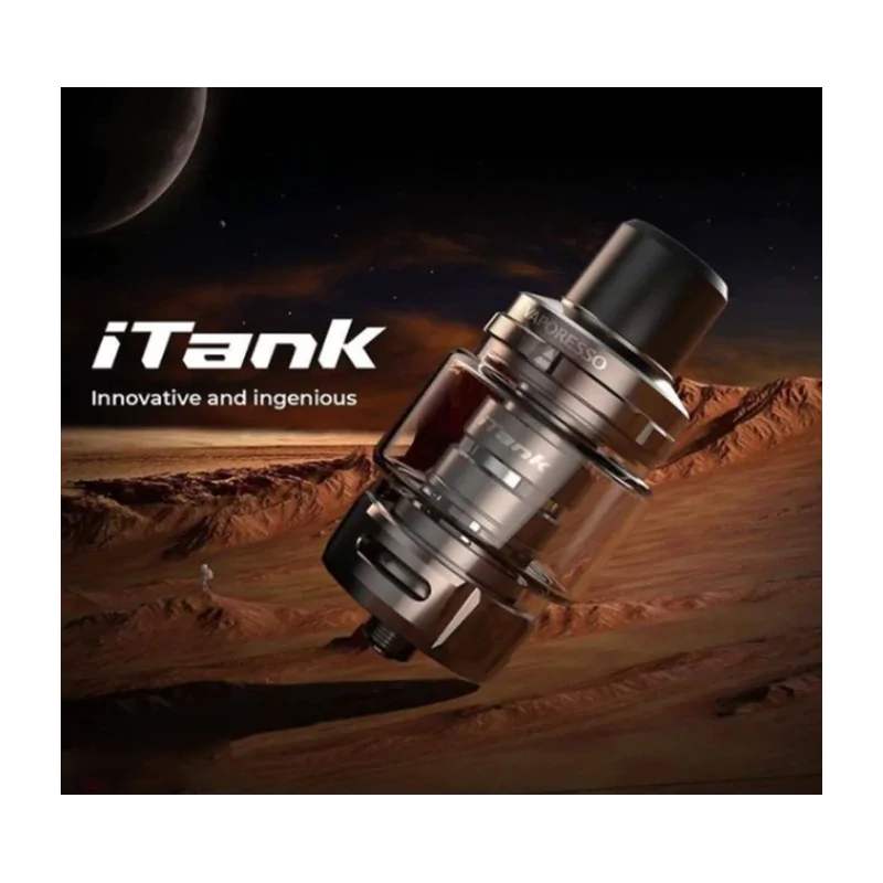 Itank - 8 ml (Fertigcoils) Verdampfer von VaporessoVaporesso präsentiert seinen neuen Fertigcoil Verdampfer : den iTank. Er bietet Abmessungen von 52,5 x 24,5 mm und ein großes Fassungsvermögen von 8ml.  Er ist mit einer Airflow der neuen Generation ausgestattet, die präzise eingestellt werden kann. Dieser Zerstäuber ist mit den GTi-Widerständen von Vaporesso kompatibel.Der iTank ist die neue Signatur von Vaporesso. Es handelt sich um einen Zerstäuber mit den Maßen 52,5 x 24,5 mm und einem sehr schönen Fassungsvermögen von 8ml. Das bedeutet, dass Sie sich nicht zu oft um den Stand des E-Liquids sorgen müssen. Dieser Zerstäuber, dessen Design von einem Raumschiff inspiriert ist, ist mit einer neuen Airflow-Technologie ausgestattet. Drei Lufteinlässe am Boden des Zerstäubers sorgen für eine bessere Luftzirkulation, wodurch die Flüssigkeit besser erhitzt wird und schönere Aromen liefert, während gleichzeitig der Lärm reduziert und das Auslaufen stark eingeschränkt wird. Die Befüllung des Zerstäubers erfolgt von oben durch einfaches Verschieben des Topcaps. Was die Widerstände betrifft, ist dieser iTank-Zerstäuber mit den GTi-Widerständen von Vaporesso kompatibel. Es sind übrigens zwei Widerstände, in 0,2 und 0,4 Ohm, die in der Packung enthalten sind.Inhalte:1x iTank (8ml)1x Mesh-Widerstand GTi 0.2 Ohm (60-75W)1x Mesh-Widerstand GTi 0.4 Ohm (50-70W)1x Ersatzglas3x Ersatz-Dichtungen1x BedienungsanleitungDATENBLATTMaterial Rostfreier StahlArt des Materials ZerstäuberDL-Zug (Luft)Einstellbare Airflow JaInhalt (ml) 8 mlDurchmesser (mm) Ø 24,5 mmBefüllung Von obenArt der Drip Tips 810Anschlussart 510Widerstände weniger als 0,5 Ohm, von 0,5 bis 1 Ohm12793Vaporesso18,20 CHFsmoke-shop.ch18,20 CHF