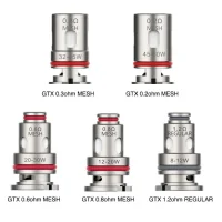 5x GTX Coils (V2 Mesh/ V4 Dual Mesh) Verdampferköpfe Vaporesso vers. OhmLieferumfang: 5x GTX Coil für PM80 Ersatzverdampferköpfe / Pod von Vaporesso 0.3 OhmDie passenden GTX (Ersatz) Coils zum Target PM80 Pod Kit von Vaporesso sind als GTX 0.2 Ohm Mesh (45 bis 60 Watt) und GTX 0.3 Ohm Mesh (32 bis 45 Watt) verfügbar.Wechseln lassen sich die Coils von Unten durch herausziehen.Kompatible Geräte:  ARGET PM80, TARGET PM80 SE, GEN NANO, SWAG PX80, Luxe PM40, Luxe 80 , Luxe 80S, GTX GO 40, GTX GO 80, Gen NANO, GTX ONE, Target 809113Vaporesso10,40 CHFsmoke-shop.ch10,40 CHF