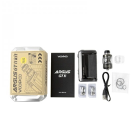 Voopoo Argus GT2 4,5ml 200W Kit inkl. Maat VerdampferVoopoo Argus GT2 4,5ml 160W Kit inkl. Maat VerdampferVoopoo schlägt wieder zu mit einem soliden, ergonomischen und leistungsstarken Kit.Abmessungen: 142.8x54x29mm.Chipsatz Gene TT 2.0.Passt sich perfekt an deine Hand an.Funktioniert mit zwei 18650er Akkus.Box mit 200 Watt!Verfügt über den neuen Maat 6.5ml Clearomizer.Stil, Leistung, Ergonomie.Diese Kombination aus wasser- und staubdichtem sowie stoßfestem Akkuträger und geschmackvollem DL-Verdampfer ist ein echtes Dreamteam. Betrieben durch zwei 18650er Akkuzellen, welche nicht im Lieferumfang enthalten sind, feuert der Argus GT II mit bis zu 200 Watt. Der Maat Tank hat eine Liquidkapazität von 6,5 ml und ist kompatibel mit allen Mesh Coils der TPP-Serie.Produced by VoopooWasserdicht, staubdicht und stoßfestLiquidkapazität: 6,5 mlZugverhalten: DLBefüllmechanismus: Top-FillAirflow: BottomLeistungsbereich: 5 - 200 WattBetrieben durch: 2 x 18650er Akkuzelle (nicht im Lieferumfang enthalten)Widerstandsbereich: 0.05-3.0ΩMaterial Mod: Zinklegierung und LederMaterial Verdampfer: Zinklegierung und LederModi: Turbo, Smart, RBA und TCAnschluss: USB-C12821Voopoo79,90 CHFsmoke-shop.ch79,90 CHF