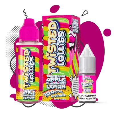 Twisted Lollies- Raspberry Apple Blackberry N Lemon 100ml Shortfill E-LiquidTwisted Lollies- Raspberry Apple Blackberry N Lemon 100ml Shortfill E-LiquidGeschmack:&nbsp;Twisted Lollies Himbeer-Apfel-Brombeer-Zitrone - Eine verdrehte süß-saure Mischung aus spritzigem Himbeersorbet, umhüllt von cremigem Vanilleeis. Mit Strudeln von Brombeere und Zitrone Eis, Die Aromen arbeiten so gut mit dem zusätzlichen eisigen kühlen Gefühl.70% VGDies sind 100ml 0mg E-Liquid, geliefert in einer 120ml Shortfill Flasche, die Platz für 2 x 18mg Nikotinshots lässt, um 120ml 3mg Liquid zu bekommen12980Twisted Lollies - UK Shortfill18,90&nbsp;CHFsmoke-shop.ch18,90&nbsp;CHF