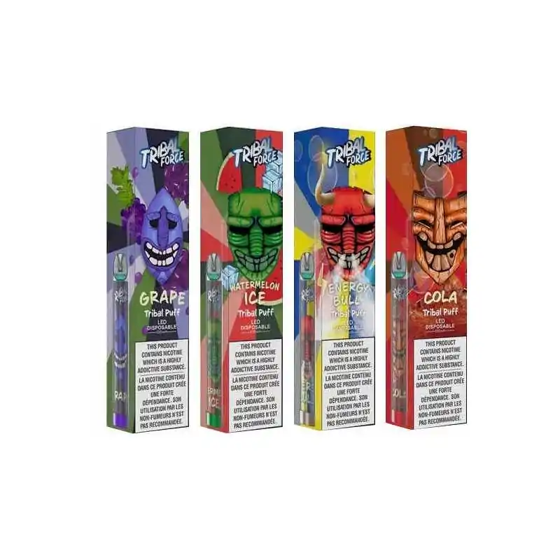 Tribal Puff - LED Disposable - 20mg Nikotin- vers. GeschmacksrichtungenTribal Puff - LED Disposable - 20mg (nicht aufladbar) vers. GeschmacksrichtungenGeschmack: Fruchtige Geschmäcker für alle!Verschiedene Geschmacksrichtungen auswählbarEigenschaftenDie Tribal Force landen als Vape Pen: Tribal Puff.Einweg-Ecig mit 600 Puffs.Vapez 2.0ml reinen, fruchtigen LiquidLeuchtendes Led-System.Eingebaute Batterie von 550mAh.Ein großzügiges Dampfen.Exotische Geschmäcker für alle!Fruchtige Geschmäcker für alle!20% NikotinsalzEinweggerät , nicht aufladbar nicht auffüllbar13095Tribal Force3,50&nbsp;CHFsmoke-shop.ch3,50&nbsp;CHF