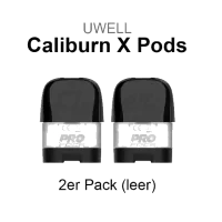2x Caliburn X Pods - Ersatzkartuschen von UwellLieferumfang: 2x Caliburn X Pods - Ersatzkartuschen von UwellDie passenden Ersatzkartuschen für das Caliburn Pod Kit besitzen ein Fassungsvermögen von 3 ml und wurden mit einem verstellbaren Airflow System ausgestattet. Bestückt werden sie mit dem Caliburn X Ersatzcoils von Uwell, welche in verschiedenen Widerständen erhältlich sind.Für Ihre Caliburn X Pod E-Zigarette kaufen Sie hier einen neuen Leerpod Ersatztank.3ml Tank (leer)ohne Coilfür alle Caliburn G Coilsnachfüllbar2er Pack Caliburn X PodsVerwenden Sie mehrerer Caliburn X Leerpods, können Sie diese ganz bequem mit verschiedenen Liquids befüllen und schnell den Geschmack der E-Zigarette wechseln.13241Uwell 2,80 CHFsmoke-shop.ch2,80 CHF