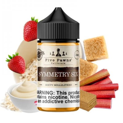 Symmetry Six Original 0mg 50ml - Five Pawns - shortfillSymmetry Six wird aus perfekt gekochten Erdbeeren und süßem Rhabarber hergestellt und mit würzigen Haferkernen und Graham Crackern verfeinert, was ihn zu einem wahren Genuss werden lässt. Die samtige Vanillecreme sorgt für einen noch kräftigeren, vollmundigeren Geschmack. Das Symmetry Six E-Liquid wird sowohl Obst- als auch Dessertliebhaber zufriedenstellen.Hersteller Five PawnsSortiment OriginalLand USAGeschmack Fruchtig &amp; GourmetPG/VG-Verhältnis 50/50Verpackung 60ml PE-Flasche mit kindersicherem VerschlussFassungsvermögen 50ml13281Five Pawns Signature vapor Liquids California19,90 CHFsmoke-shop.ch19,90 CHF