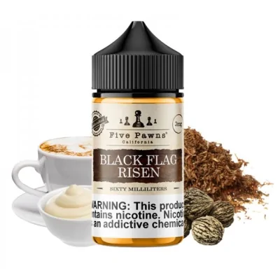 Black Flag Risen Original 0mg 50ml - Five Pawns - ShortfillDie Black Flag Risen mit ihrem cremigen Cappuccino-Aroma ist mit süßem, luftgetrocknetem Virginia-Tabak angereichert und hat einen vollmundigen Geschmack. Leichte Trüffelcreme und Mokka-gestäubte schwarze Nuss-Aromen machen den Black Flag Risen außergewöhnlich.Hersteller Five PawnsSortiment OriginalLand USAGeschmack : GourmetPG/VG-Verhältnis 50/50Verpackung 60ml PE-Flasche mit kindersicherem VerschlussFassungsvermögen 50ml13283Five Pawns Signature vapor Liquids California19,90 CHFsmoke-shop.ch19,90 CHF