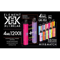 Disposable - Klik Klak - Einzeln (600) oder 2x Magnetisch (2x 600 mah)ELEMENT E-LIQUID kommt in Einweg Pod mit seiner Reichweite an Klik Klak. Dieser Einweg Pod ist eine echte Innovation weil es der erste magnetische Einweg Pod ist, mit dem Sie 2 Geschmacksrichtungen kombinieren oder einfach die Autonomie erhöhen können, um von 600 auf 1200 puffs zu gehen. Sie werden einen großzügigen Dampf und exotische Geschmäcker für alle genießen!Erste Disposable mit 1200 mah mit Nikotin - dank Magnet können Sie die Reichweite erhöhen (Dazu braucht es 2 Stück) Lieferumfang = 1 Stück - kann auch alleine gedampft werden.Verkauf einzeln (600 mah)  -  kombinieren Sie zwei Sticks dank der Magnetlösung zu einem grossen DisposableDIE AROMENTropical FruitEine Mischung aus exotischen FrüchtenPineappleAnanas-GeschmackSuper SourSaurer Bonbongeschmack zum Kombinieren mit anderen AromenBlue Sour RaspberryDer ultra-fruchtige Geschmack der Heidelbeer-Himbeer-Mischung, gleichzeitig süß, süß und leicht spritzig!Peach IceWeicher Pfirsichgeschmack mit einem Hauch von FrischeRaspberry LemonadeHimbeer Limonade.PassionHingabesfruchtWatermelonGeschmack nach WassermeloneAloe GrapeTrauben- und Aloe Vera-GeschmackIceErfrischender Geschmack zum Kombinieren mit anderen Aromenverkauf Einzeln - wir empfehlen Ihnen 2 Stück zu kaufen um zu einer Disposable zu verbinden (geschmäcker können auch beliebig kombiniert werden - aus 600 mah Batterie werden so 1200 13329Element - Klick Klak - First Disposable mit 1200 Zügen4,10 CHFsmoke-shop.ch4,10 CHF