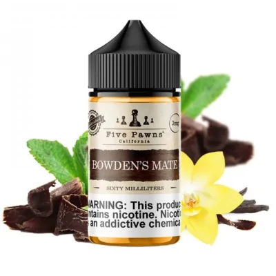 Bowden's Mate Original 0mg 50ml - Five Pawns - shortfillDiese Gourmet-Vape ist mit einer verführerischen Textur von halbsüßer Schokolade e-Flüssigkeit Aroma für den dekadenten Gaumen erfreuen gemacht. Geschärft mit knackiger, frischer Minze, um erheiternde Farbverläufe einzufangen, wird Bowden's Mate E-Liquid mit einem Hauch von cremiger französischer Vanille abgeschlossen. Erfrischend für den Vaping-Enthusiasten und perfekt für eine Dessert-Party.Bowden's Mate Original 0mg 50ml - Five Pawns - shortfillHersteller Five PawnsSortiment OriginalLand USAGeschmack Fruchtig & GourmetPG/VG-Verhältnis 50/50Verpackung 60ml PE-Flasche mit kindersicherem VerschlussFassungsvermögen 50ml13337Five Pawns Signature vapor Liquids California11,90 CHFsmoke-shop.ch11,90 CHF Bowden's Mate Original 0mg 50ml - Five Pawns - shortfillDiese Gourmet-Vape ist mit einer verführerischen Textur von halbsüßer Schokolade e-Flüssigkeit Aroma für den dekadenten Gaumen erfreuen gemacht. Geschärft mit knackiger, frischer Minze, um erheiternde Farbverläufe einzufangen, wird Bowden's Mate E-Liquid mit einem Hauch von cremiger französischer Vanille abgeschlossen. Erfrischend für den Vaping-Enthusiasten und perfekt für eine Dessert-Party.Bowden's Mate Original 0mg 50ml - Five Pawns - shortfillHersteller Five PawnsSortiment OriginalLand USAGeschmack Fruchtig & GourmetPG/VG-Verhältnis 50/50Verpackung 60ml PE-Flasche mit kindersicherem VerschlussFassungsvermögen 50ml13337Five Pawns Signature vapor Liquids California11,90 CHFsmoke-shop.ch11,90 CHF