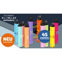 Disposable - Klik Klak - Einzeln (600) oder 2x Magnetisch (2x 600 mah)ELEMENT E-LIQUID kommt in Einweg Pod mit seiner Reichweite an Klik Klak. Dieser Einweg Pod ist eine echte Innovation weil es der erste magnetische Einweg Pod ist, mit dem Sie 2 Geschmacksrichtungen kombinieren oder einfach die Autonomie erhöhen können, um von 600 auf 1200 puffs zu gehen. Sie werden einen großzügigen Dampf und exotische Geschmäcker für alle genießen!Erste Disposable mit 1200 mah mit Nikotin - dank Magnet können Sie die Reichweite erhöhen (Dazu braucht es 2 Stück) Lieferumfang = 1 Stück - kann auch alleine gedampft werden.Verkauf einzeln (600 mah) - kombinieren Sie zwei Sticks dank der Magnetlösung zu einem grossen DisposableDIE AROMENTropical FruitEine Mischung aus exotischen FrüchtenPineappleAnanas-GeschmackSuper SourSaurer Bonbongeschmack zum Kombinieren mit anderen AromenBlue Sour RaspberryDer ultra-fruchtige Geschmack der Heidelbeer-Himbeer-Mischung, gleichzeitig süß, süß und leicht spritzig!Peach IceWeicher Pfirsichgeschmack mit einem Hauch von FrischeRaspberry LemonadeHimbeer Limonade.PassionHingabesfruchtWatermelonGeschmack nach WassermeloneAloe GrapeTrauben- und Aloe Vera-GeschmackIceErfrischender Geschmack zum Kombinieren mit anderen Aromenverkauf Einzeln - wir empfehlen Ihnen 2 Stück zu kaufen um zu einer Disposable zu verbinden (geschmäcker können auch beliebig kombiniert werden - aus 600 mah Batterie werden so 1200 13329Element - Klick Klak - First Disposable mit 1200 Zügen4,10 CHFsmoke-shop.ch4,10 CHF Disposable - Klik Klak - Einzeln (600) oder 2x Magnetisch (2x 600 mah)ELEMENT E-LIQUID kommt in Einweg Pod mit seiner Reichweite an Klik Klak. Dieser Einweg Pod ist eine echte Innovation weil es der erste magnetische Einweg Pod ist, mit dem Sie 2 Geschmacksrichtungen kombinieren oder einfach die Autonomie erhöhen können, um von 600 auf 1200 puffs zu gehen. Sie werden einen großzügigen Dampf und exotische Geschmäcker für alle genießen!Erste Disposable mit 1200 mah mit Nikotin - dank Magnet können Sie die Reichweite erhöhen (Dazu braucht es 2 Stück) Lieferumfang = 1 Stück - kann auch alleine gedampft werden.Verkauf einzeln (600 mah) - kombinieren Sie zwei Sticks dank der Magnetlösung zu einem grossen DisposableDIE AROMENTropical FruitEine Mischung aus exotischen FrüchtenPineappleAnanas-GeschmackSuper SourSaurer Bonbongeschmack zum Kombinieren mit anderen AromenBlue Sour RaspberryDer ultra-fruchtige Geschmack der Heidelbeer-Himbeer-Mischung, gleichzeitig süß, süß und leicht spritzig!Peach IceWeicher Pfirsichgeschmack mit einem Hauch von FrischeRaspberry LemonadeHimbeer Limonade.PassionHingabesfruchtWatermelonGeschmack nach WassermeloneAloe GrapeTrauben- und Aloe Vera-GeschmackIceErfrischender Geschmack zum Kombinieren mit anderen Aromenverkauf Einzeln - wir empfehlen Ihnen 2 Stück zu kaufen um zu einer Disposable zu verbinden (geschmäcker können auch beliebig kombiniert werden - aus 600 mah Batterie werden so 1200 13329Element - Klick Klak - First Disposable mit 1200 Zügen4,10 CHFsmoke-shop.ch4,10 CHF