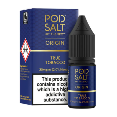 Pod Salt Origin - True Tobacco 10ml - 20mgDer authentischste Tabakgeschmack, den es gibt, ist ein Muss für Tabakkenner. Vollmundig und robust, genießen Sie warme, natürliche erdige Töne mit einem Hauch von Süße. Ideal für starke Raucher.- Geschmacksprofil: Tabak, Lakritze- Inhalt: 10ml- Nikotinstärke: 11mg / 20mg- Mischungsverhältnis: 50VG/50PG- Empfohlen zur Verwendung mit: XROS Nano, Drag Q, Caliburn A2SFür das beste Pod Salt-Erlebnis empfehlen wir den MTL-Stil und jedes Gerät mit niedriger Wattzahl (10-20 Watt), mittlerem bis engem Zug und einem Widerstand von 0,8-1,2 Ohm.Pod Salt Origin - True Tobacco 10ml - 20mgMit einem Nikotingehalt von 20mg/ml ist wenig Dampf erforderlich um den Nikotinbedarf zu befriedigen. Das Nikotinsalz ermöglicht einen viel sanfteren Throat Hit als regulär. Diese Kombination ist optimal für Podsystem und MTL-Verdampfer!Pod Salt repliziert die in Tabakblättern natürlich vorkommenden Nikotinsalze, um ein perfekt glattes Erlebnis mit minimaler Rachenreizung zu erzielen. Mit Nikotinsalzen wird das Nikotin schneller absorbiert und bleibt länger erhalten, um ein höheres Maß an Zufriedenheit zu erzielen als mit herkömmlichen Nikotin-E-Flüssigkeiten.Diese Kombination von Faktoren hilft mehr Rauchern beim Übergang vom Tabakkonsum, und auch viele derzeitige Vaper stellen den Wechsel ein. Stealth-Vaping war noch nie einfacher oder befriedigender.Inhalt: 10 mlNikotingehalt: 20 mgMischverhältnis: 50% PG / 50% VGInhaltstoffe: Propylenglykol, pflanzliches Glyzerin, Aromen, Nikotin13405Pod Salt - Nikotinsaltz6,90 CHFsmoke-shop.ch6,90 CHF