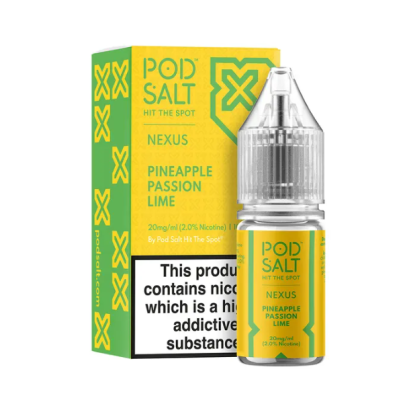 Pod Salt Fusion -Nexus Pineapple Passion Lime Nic Salt 10ml - 20mgEin leidenschaftlich tropischer Vape mit einem Nexus aus fruchtigen Aromen. Schmecken Sie saftige Ananas neben den Zitrusnoten der Passionsfrucht, gekrönt von spritzigen Limettenscheiben.- Geschmacks-Profil: Ananas, Passionsfrucht, Limette- Inhalt: 10ml- Nikotinstärke: 5mg / 10mg / 20mg- Mischungsverhältnis: 50VG/50PGFür das beste Pod Salt-Erlebnis empfehlen wir den MTL-Stil und jedes Gerät mit niedriger Wattzahl (10-20 Watt), mittlerem bis engem Zug und einem Widerstand von 0,8-1,2 Ohm..Pod Salt Nexus Pineapple Passion Lime Nic Salt 10ml - 20mgMit einem Nikotingehalt von 20mg/ml ist wenig Dampf erforderlich um den Nikotinbedarf zu befriedigen. Das Nikotinsalz ermöglicht einen viel sanfteren Throat Hit als regulär. Diese Kombination ist optimal für Podsystem und MTL-Verdampfer!Pod Salt repliziert die in Tabakblättern natürlich vorkommenden Nikotinsalze, um ein perfekt glattes Erlebnis mit minimaler Rachenreizung zu erzielen. Mit Nikotinsalzen wird das Nikotin schneller absorbiert und bleibt länger erhalten, um ein höheres Maß an Zufriedenheit zu erzielen als mit herkömmlichen Nikotin-E-Flüssigkeiten.Diese Kombination von Faktoren hilft mehr Rauchern beim Übergang vom Tabakkonsum, und auch viele derzeitige Vaper stellen den Wechsel ein. Stealth-Vaping war noch nie einfacher oder befriedigender.Inhalt: 10 mlNikotingehalt: 20 mgMischverhältnis: 50% PG / 50% VGInhaltstoffe: Propylenglykol, pflanzliches Glyzerin, Aromen, Nikotin13409Pod Salt - Nikotinsaltz6,90 CHFsmoke-shop.ch6,90 CHF